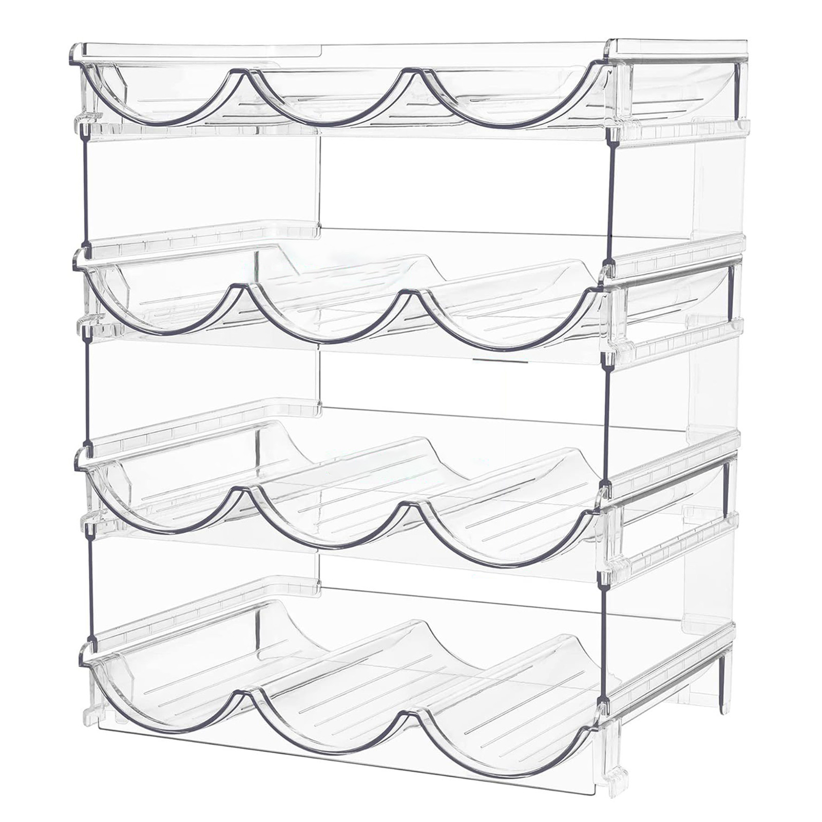Stackable Cup Holder Stand Stackable Water Bottle Storage Rack Organizer for Kitchen Fridge 2/3/4 Layers Cup Holder Stand for Tumbler Mug Transparent Detachable Cabinet Shelf Space Saving Kitchen