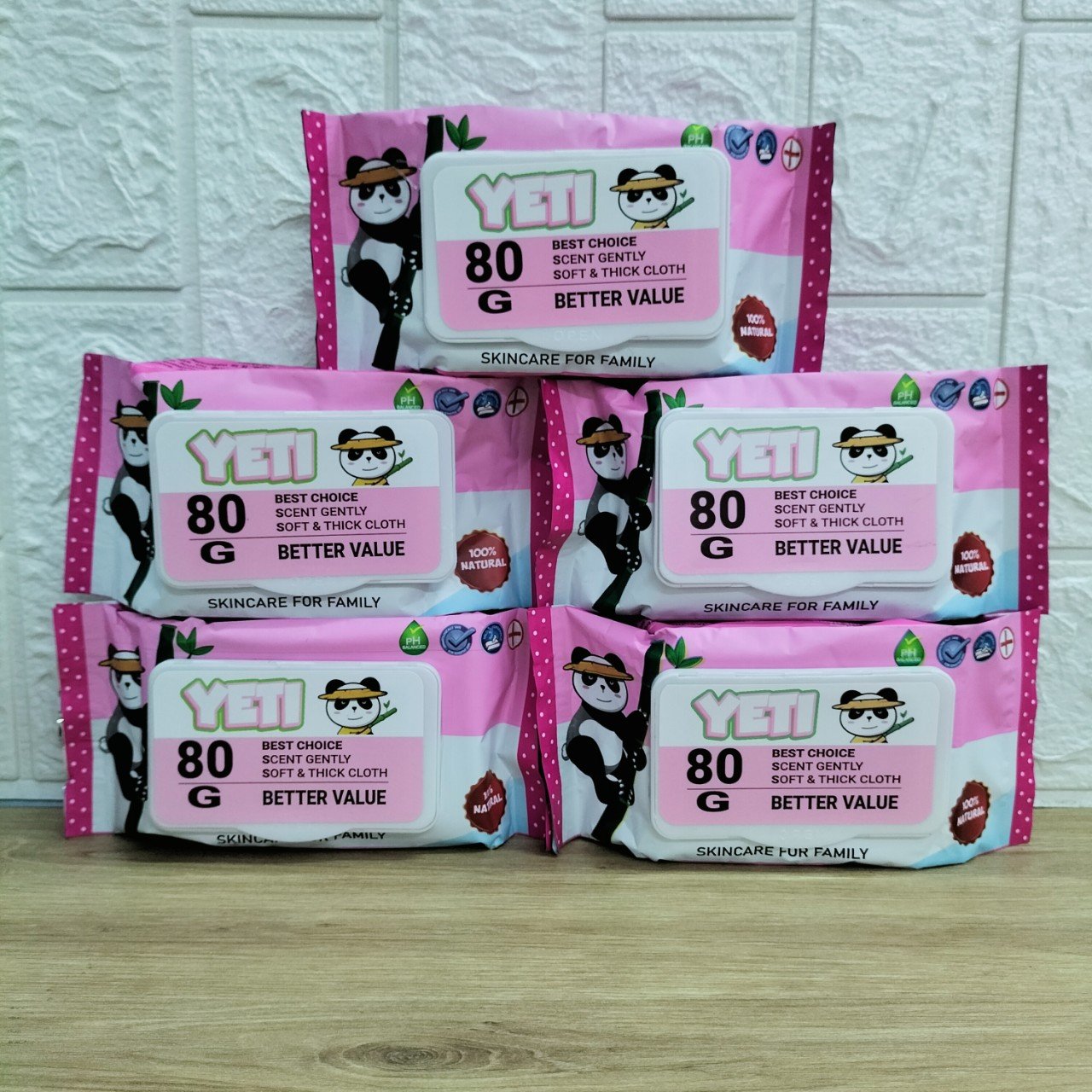 (Hỏa Tốc HCM)Combo 5 Bịch Khăn Giấy Ướt YeTi Thái Lan Không Mùi 80gr