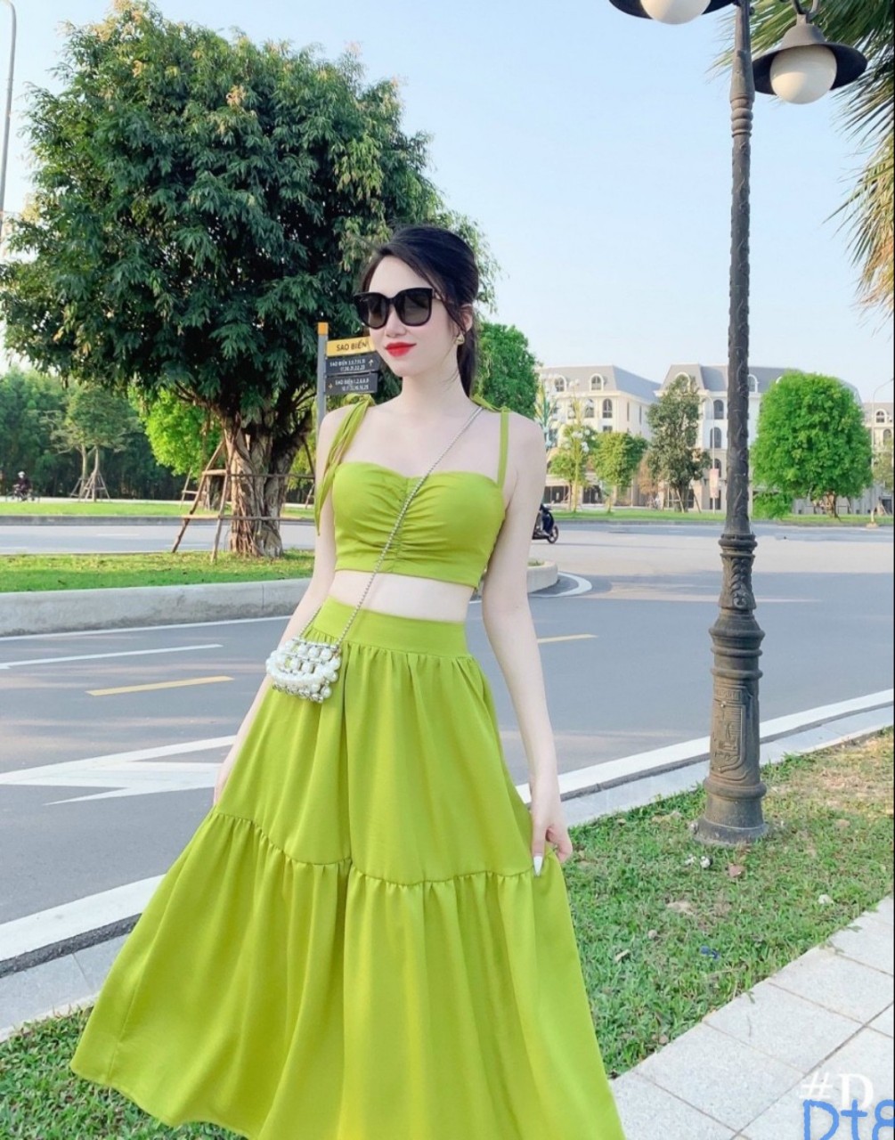 Sét váy lụa áo smoking đủ 3 màu xinh ld22