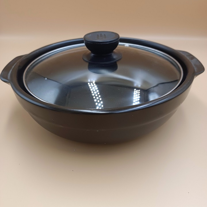 Nồi đất tráng men nắp kính 6'' nấu mì cay