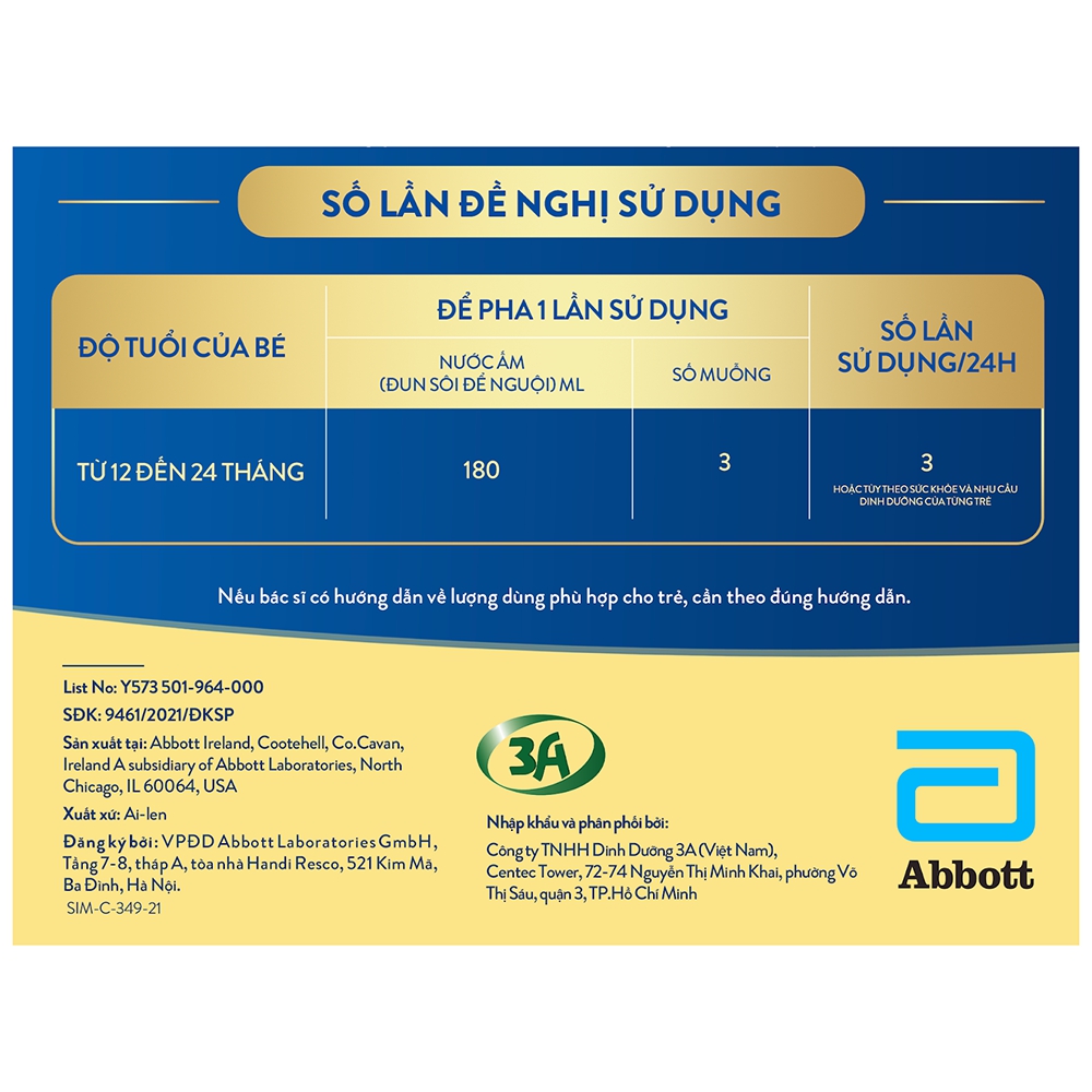 Sữa Similac Số 3 (1-2 tuổi) 900g