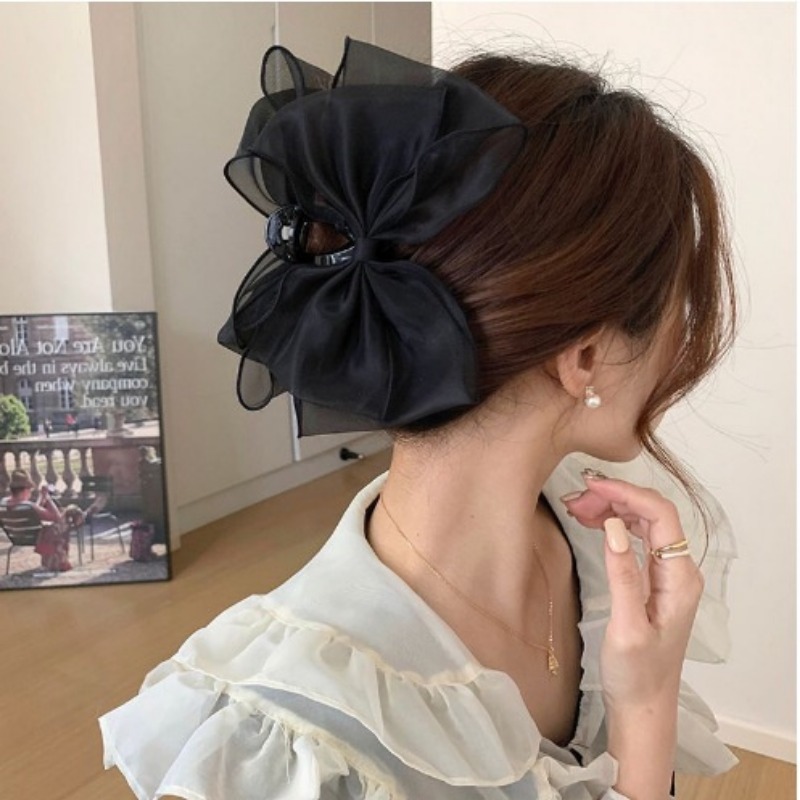 Kẹp Tóc Nơ Lưới Đính Đá Thời Trang Hàn Quốc