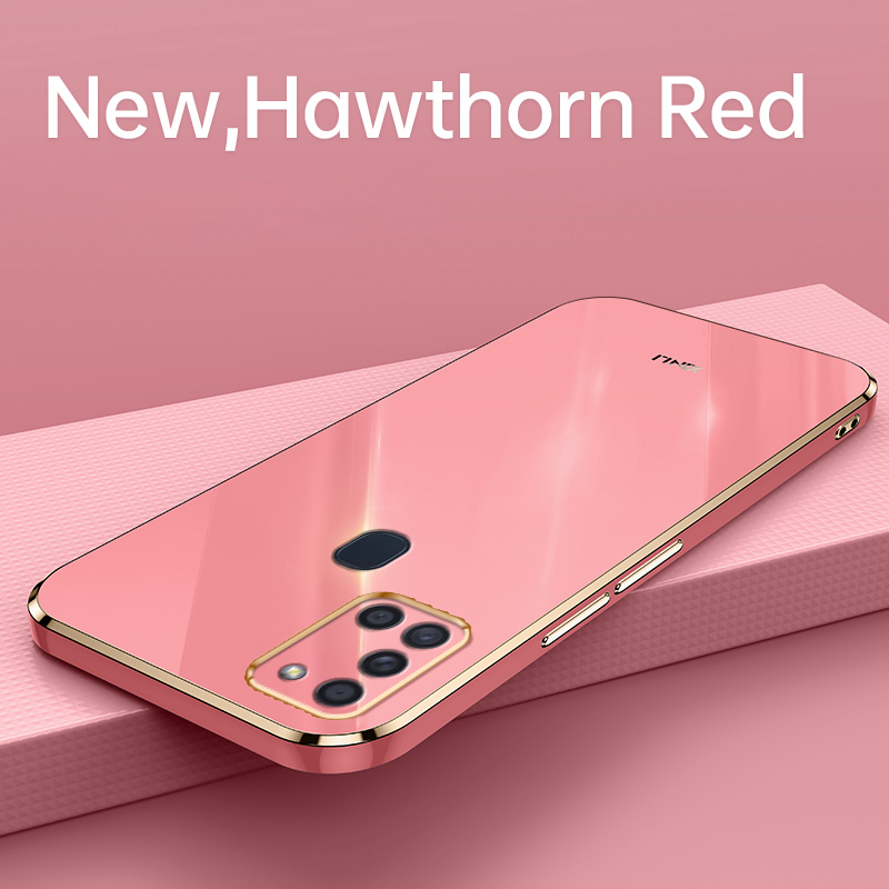 YBD Plating phone Case For Samsung Galaxy A21S Casing Precise Camera Protection cases Luxury Straight Edge Cover