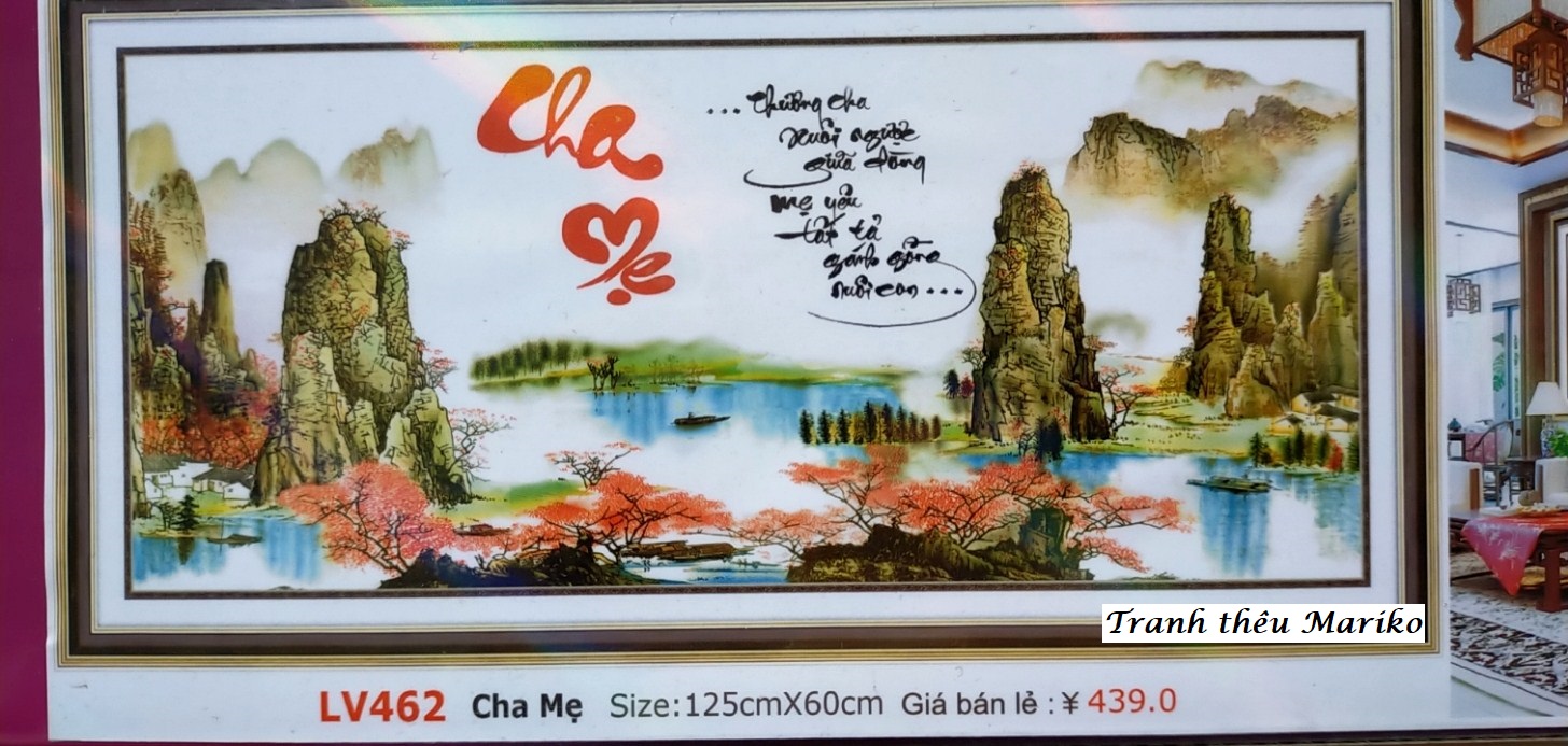 Tranh đính đá cha mẹ lv462 kích thước 125 x 60 cm