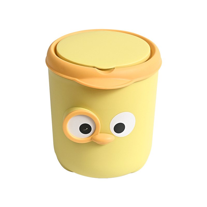 Office desktop trash bin, home bedroom bedside, cute mini with cover, multifunctional storage, large open mouth paper basket