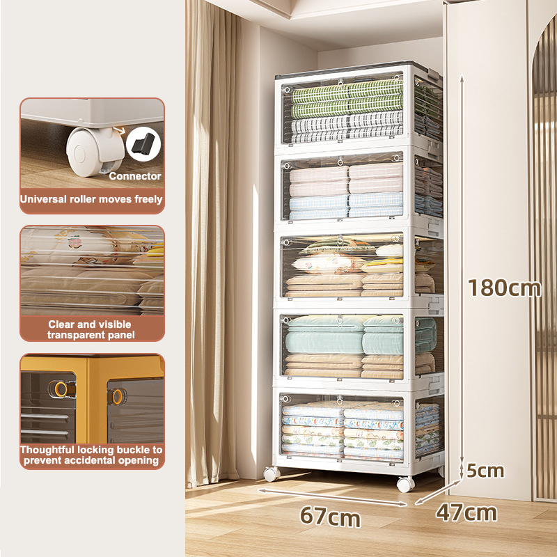 ZUOGUAN Folding storage box three-door student dormitory book folding box pet storage box transparent snack organizing box