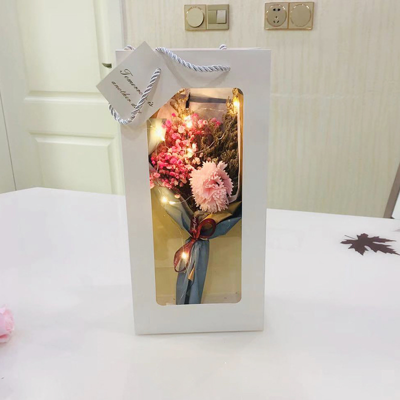 Soap flower gift box, transparent window dried flower gift box, dried flower gift box, holiday dried flower gift box