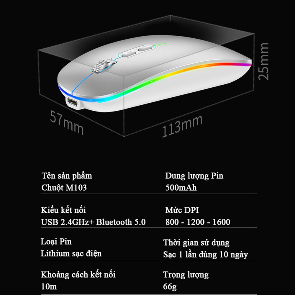 Chuột Không Dây POERMAX M103 Có Kết Nối Bluetooth