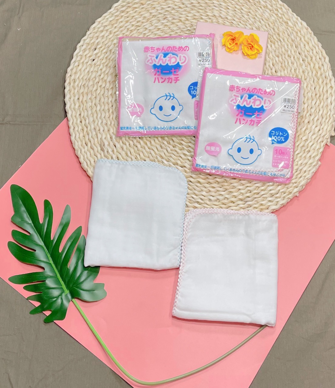 Sét 10 khăn xô sữa trơn xuất Nhật ( 1 túi 10 chiếc)