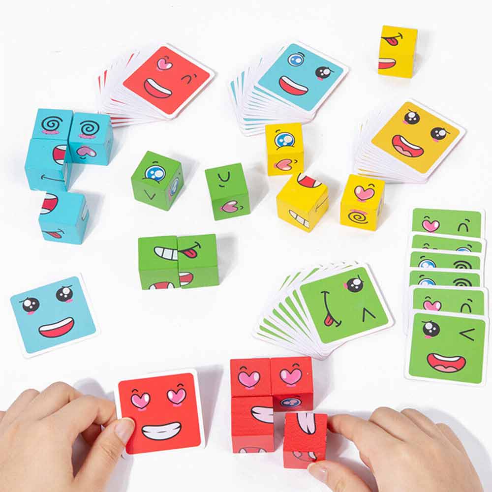 Kid Face Change Cube Parent Child Board Game Puzzles Toy Building Block Learning