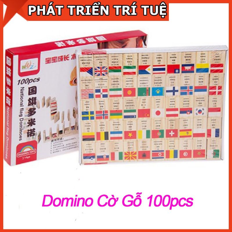 BỘ DOMINO GỖ LÁ CỜ 100 QUỐC GIA