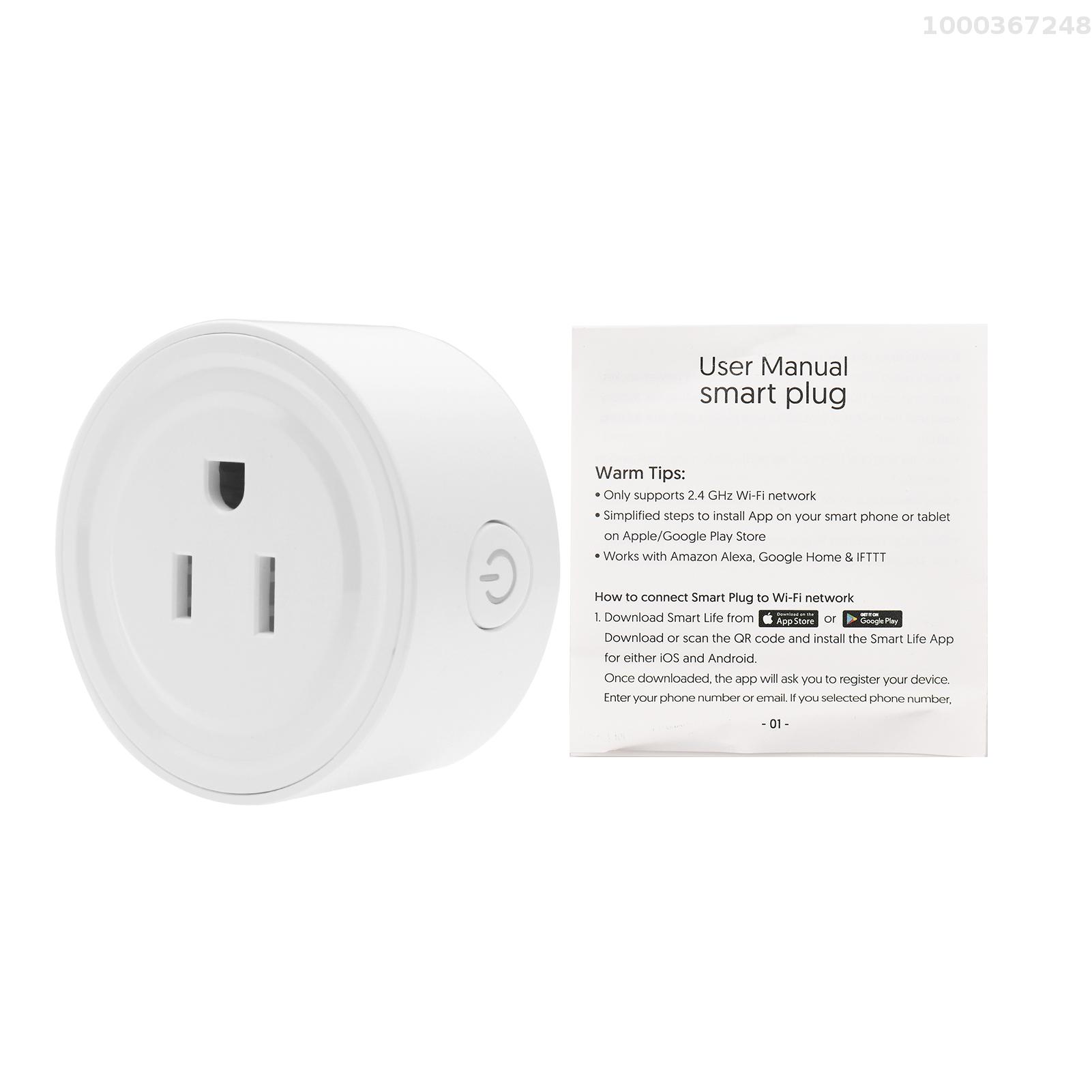 Smart Wi-Fi Plug Wireless Wifi Socket APP Remote Control Voice Control Schedule Function Smart In-wall Socket Outlet 10A White