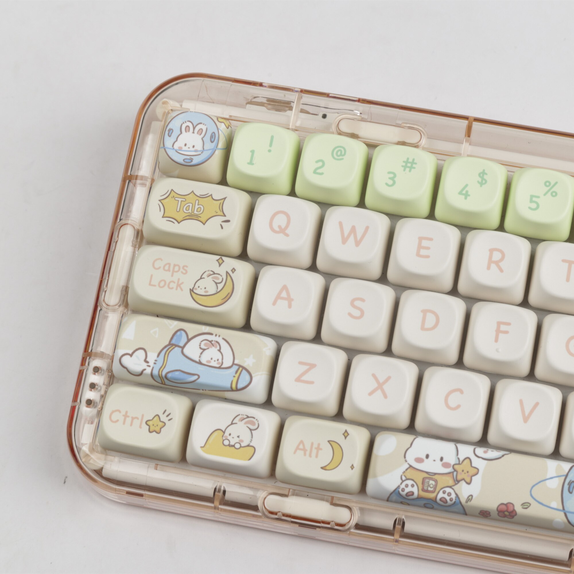 Space Rabbit Keycaps MOA Profile Personalized Keycap for Mechanical Keyboard with ANSI Layout for Mx Switch Mechanical Keyboard