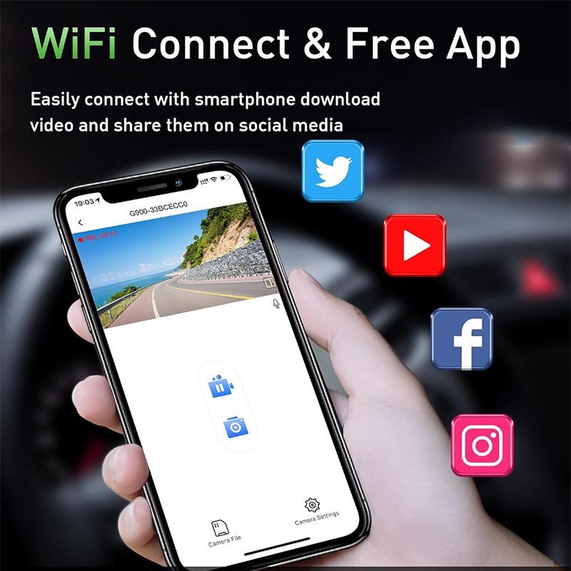 Dash Cam for Cars Car Camera Dash Cam 4K WIFI Camera for Car Front and Rear Dash Camera Black Box 24H Parking Mode Recorder. 