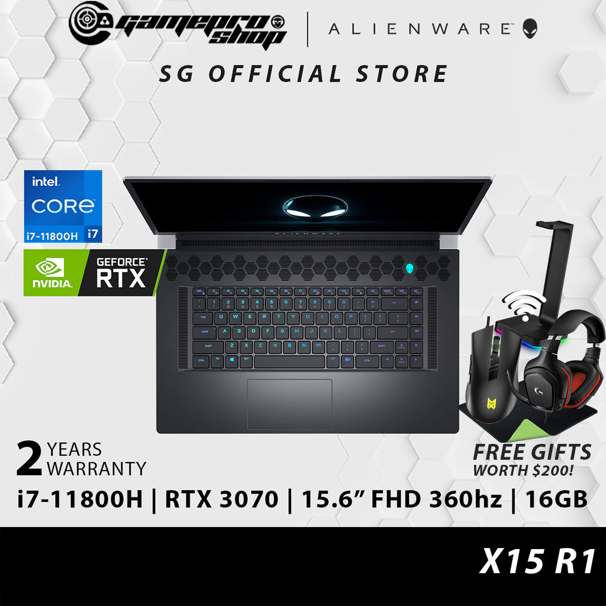 Build To Order/FREE GIFTS] Dell Alienware X15 R1 Gaming Laptop - i7-11800H  | RTX 3070  FHD 360hz | W10 | 2Y On-Site | Lazada Singapore