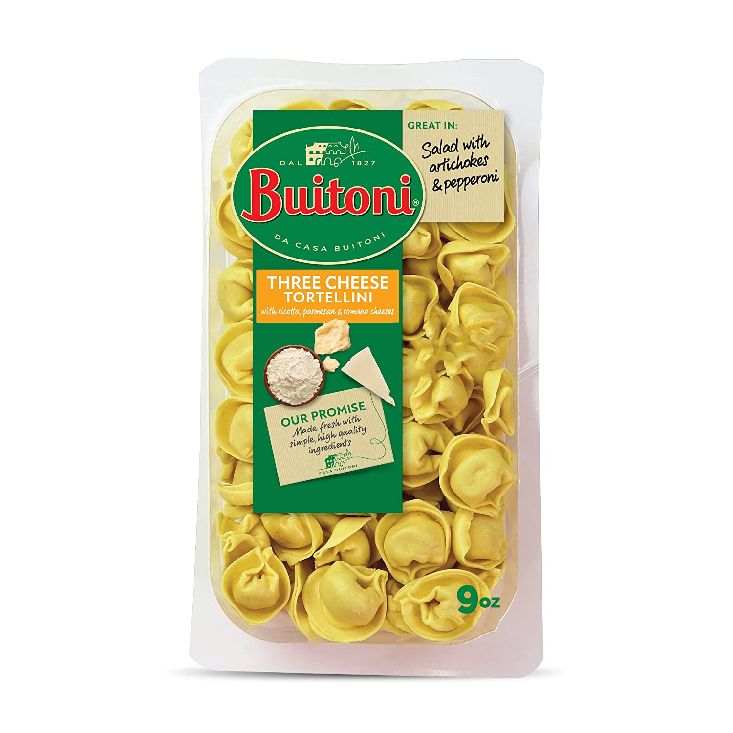 Buitoni Three Cheese Tortellini, Refrigerated Pasta, 9 oz Package
