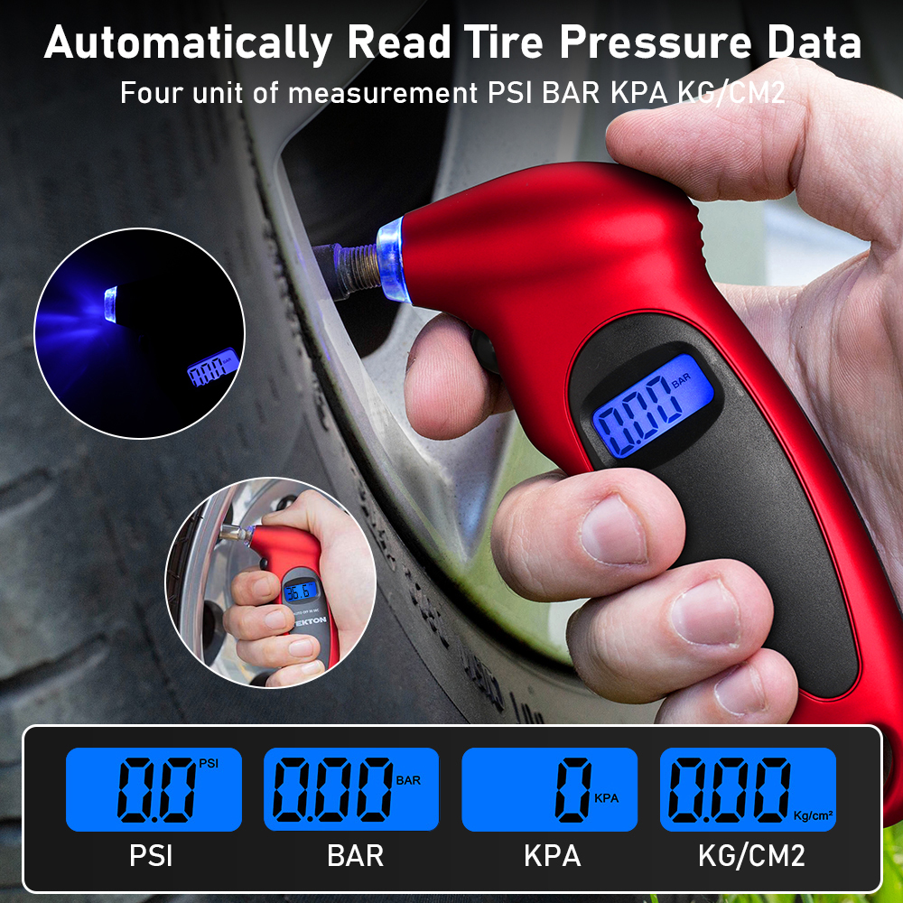 [bán chạy] tezer đồng hồ đo áp suất lốp xe hơi kỹ thuật số đồng hồ đo áp suất khí áp kế màn hình lcd 0-150 psi cho xe hơi xe tải xe máy 2