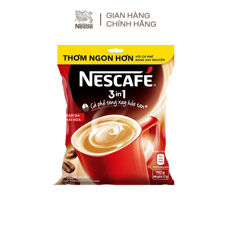 Nescafé 3in1 cà phê rang xay hòa tan đậm vị cà phê (Bịch 46 gói x 17g)