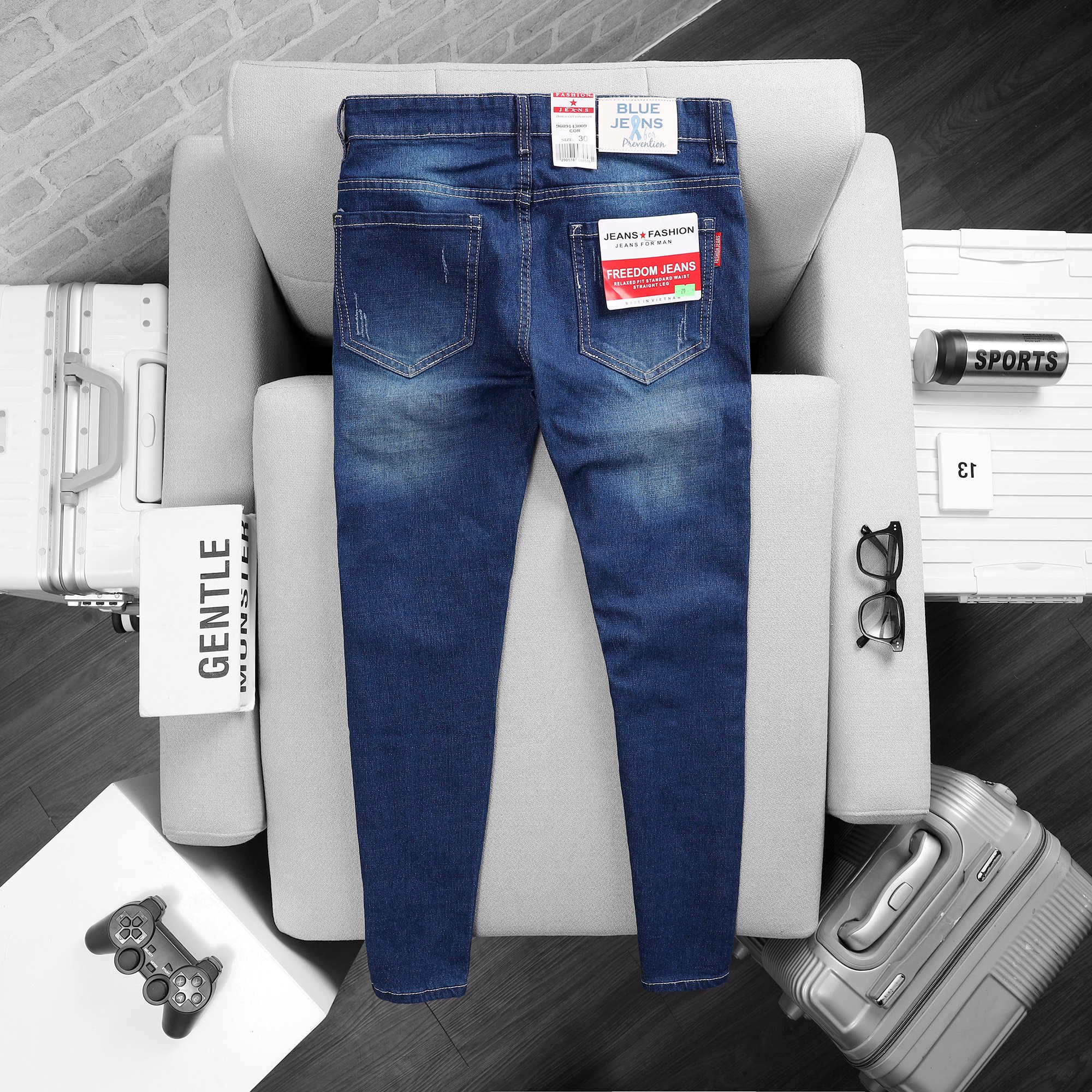 [Hoàn Tiền 15%] Quần jean nam xanh dương cao cấp ms29