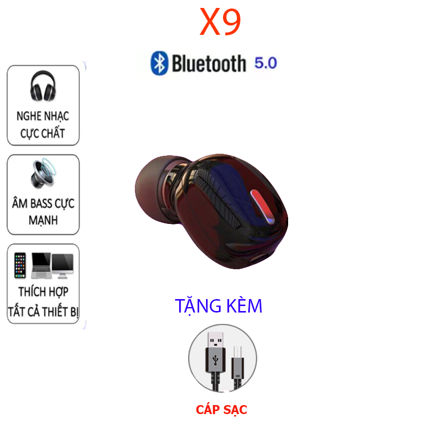 Tai nghe nhét tai một bên kèm mic X9 bluetooth 5.0
