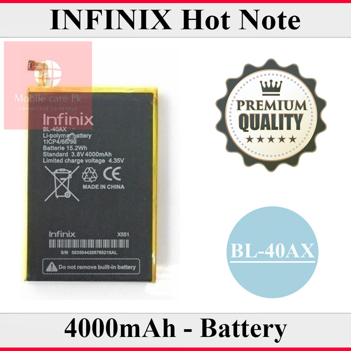 Infinix Hot Note BL-40AX Battery Replacement Premium Quality 4000mAh For Infinix Hot Note