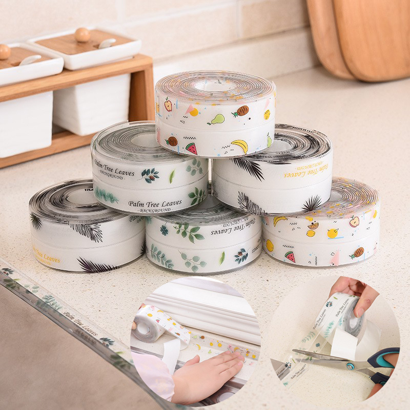 1M*3.8cm Wall Corner Sealing Adhesive Tape PVC Waterproof Mildew Proof Sticker Self Adhesive Tile Crack Sink Edge Repair Sealant Tape Kitchen Bathroom Crevice Strip