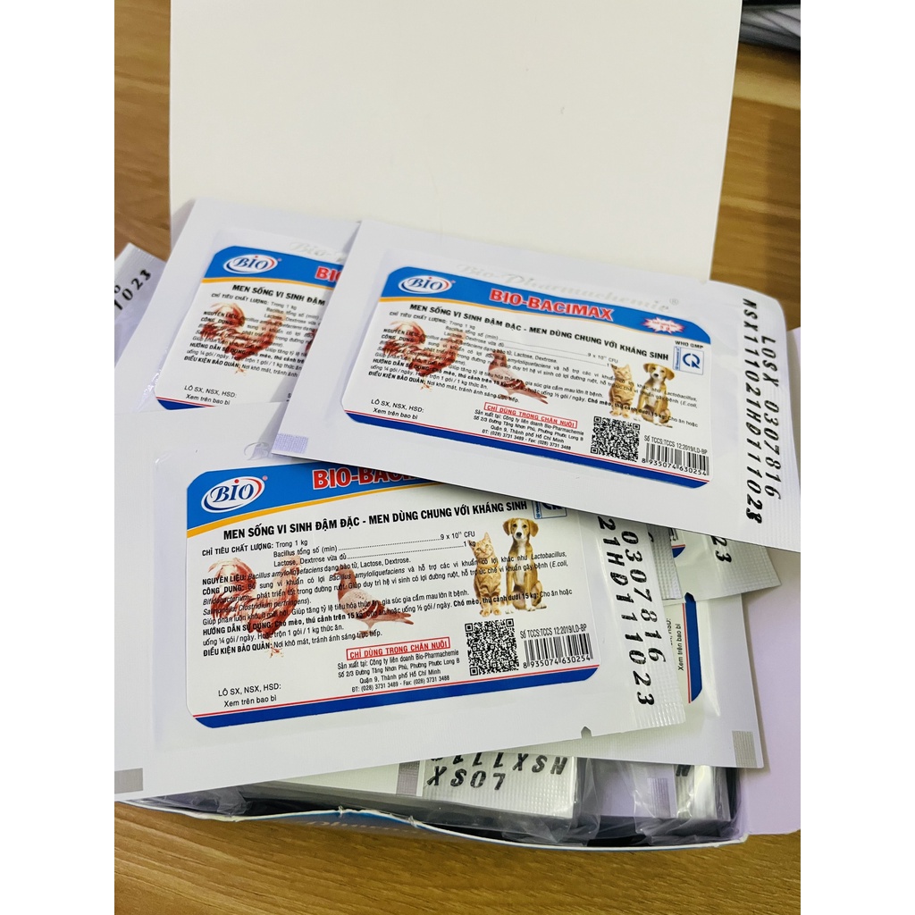 Men vi sinh đậm đặc Bio Bacimax cho thú cưng, chó mèo - gói 5gr