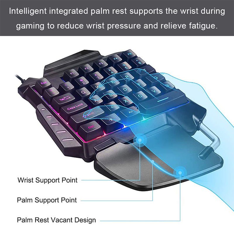 One-handed Mechanical Gaming Keyboard RGB backlit handheld mini gaming keyboard