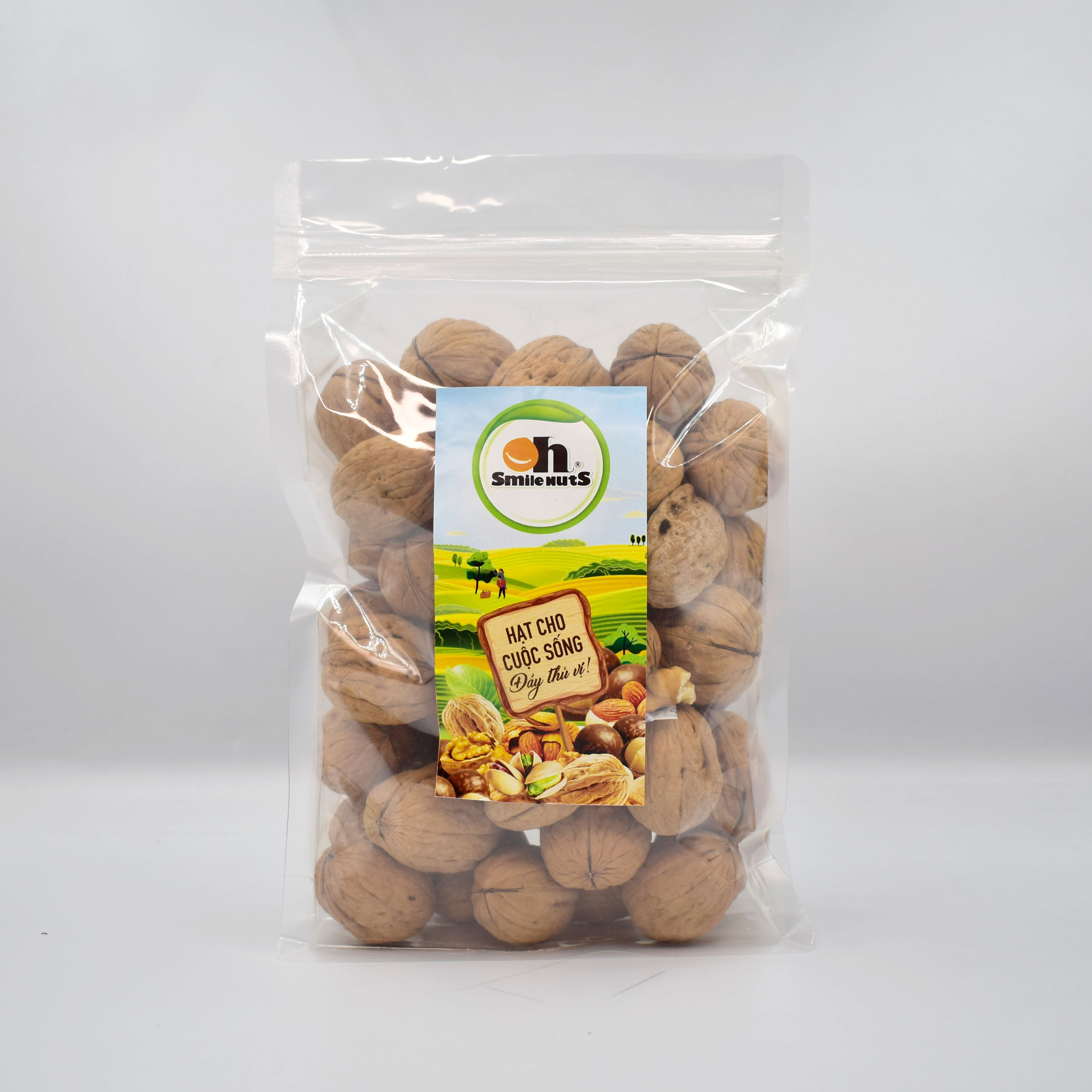 Quả óc chó nguyên vỏ chile smilenuts túi 500g - quả óc chó chandler nhập khẩu - hàng cao cấp, vỏ mỏng, nhân dày - tặng kèm dụng cụ tách hạt