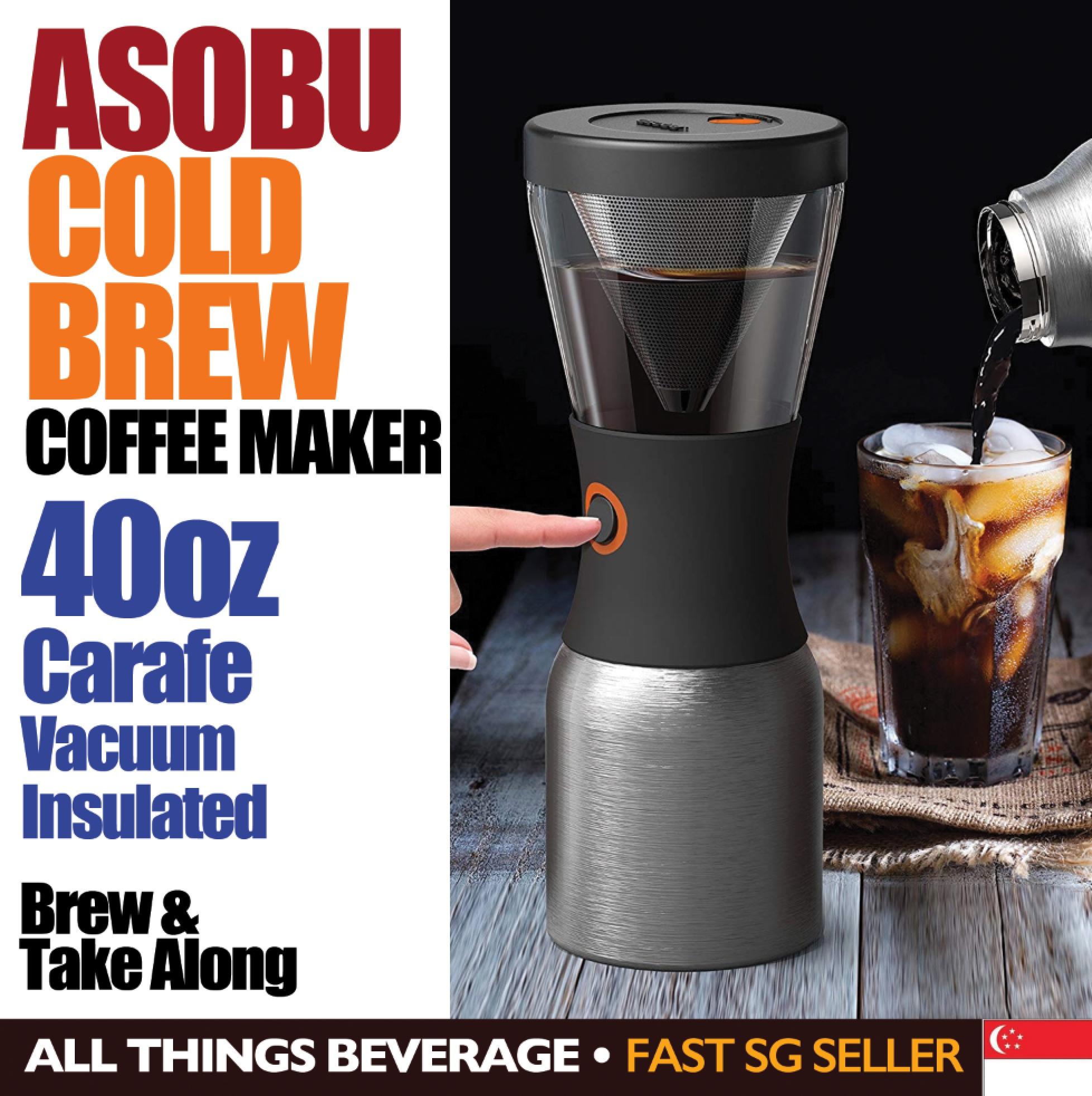 Asobu Coldbrew Portable Cold Brew Coffee Maker With a Vacuum Insulated 34oz  Stainless Steel 18/8 Carafe Bpa Free (Black)