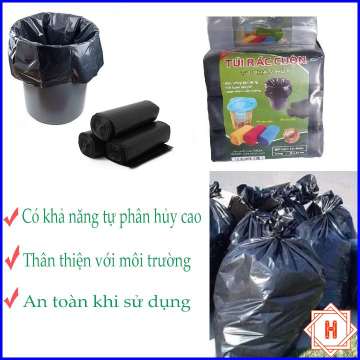 Túi Đựng Rác Màu Đen (Bọc 3 Cuộn 500g) Size Trung 55x65cm