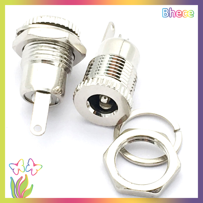 Bhece 10Pcs Metal 5.5 x 2.1mm DC Power Female Jack Panel Mount Socket Connector