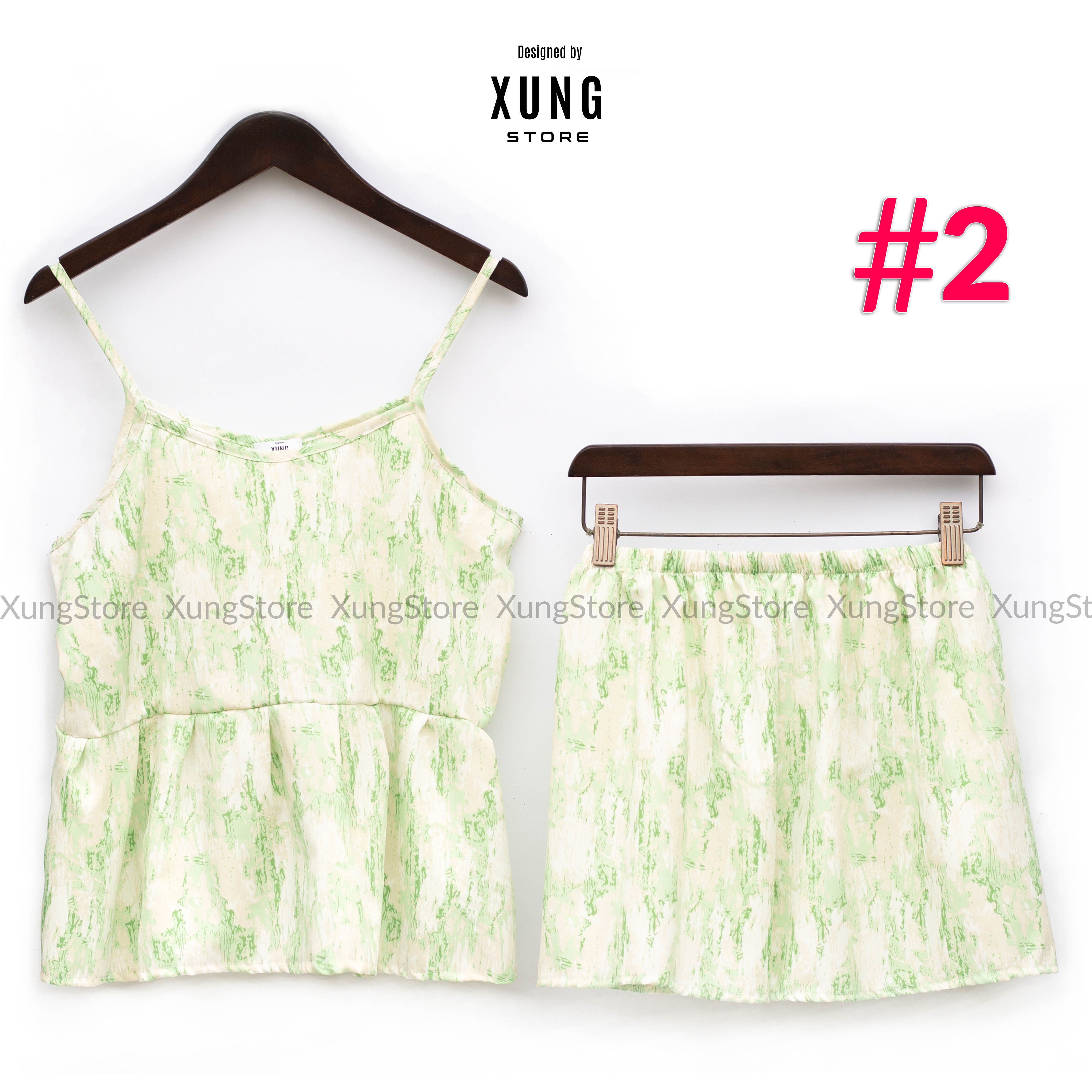 Đồ bộ nữ mặc nhà, Đồ bộ 2 dây quần đùi chất lụa mềm mát - XUNGSTORE
