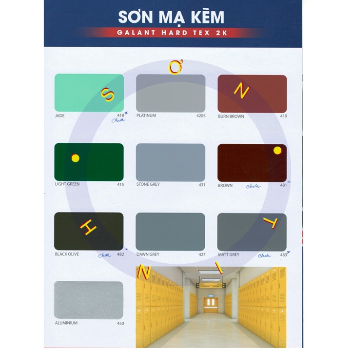 (nhiều màu) Sơn sắt MẠ KẼM epoxy Galant - HARD TEX 2K epoxy - 2 thành phần- Loại 800ml
