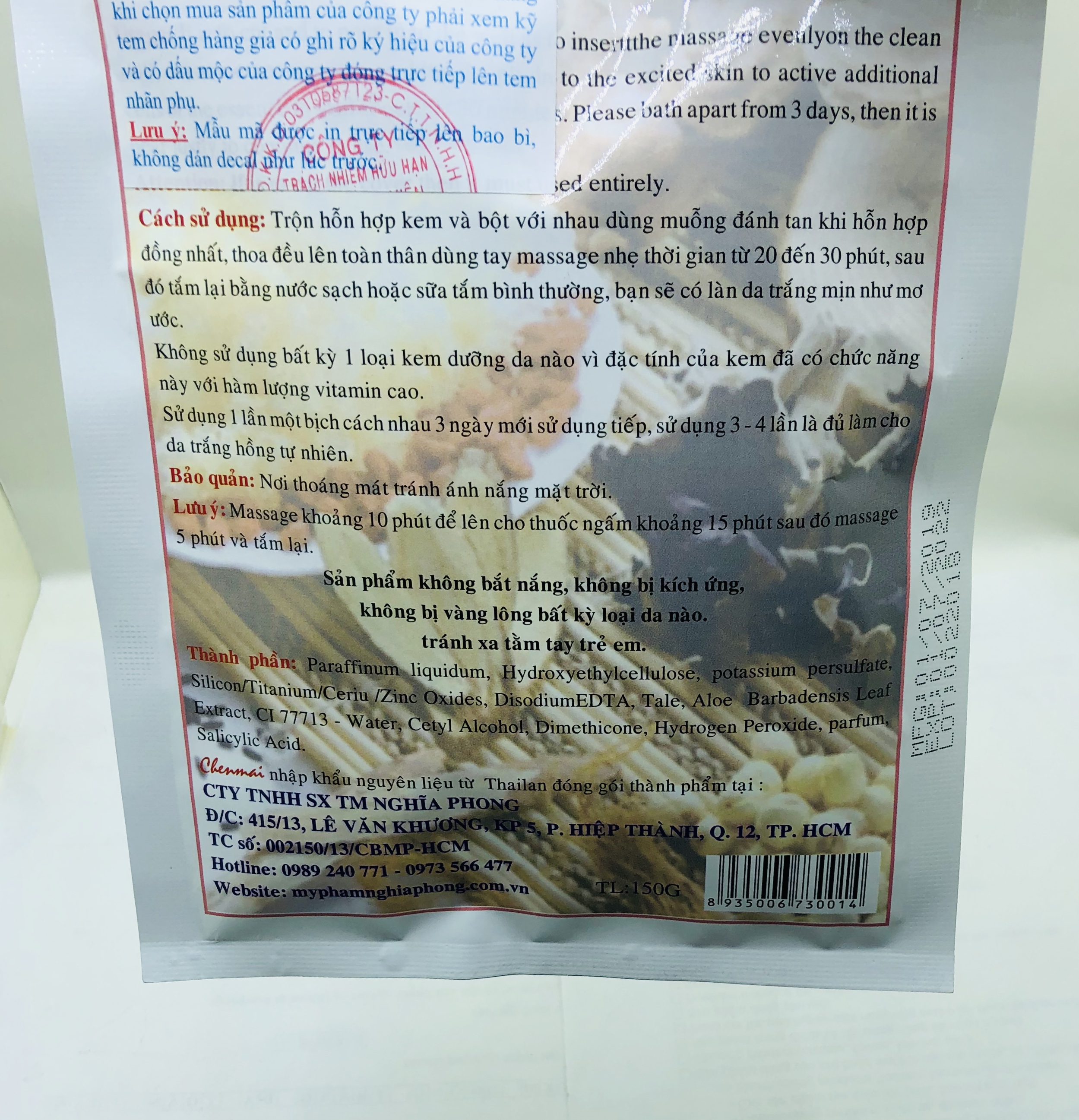 Combo 10 bịch Tắm Trắng Chenmai Th Bắc Siêu Trắng 150g