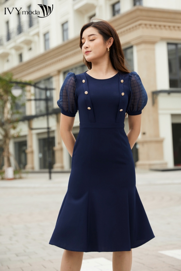 Đầm đuôi cá tay bồng IVY moda MS 48M7374