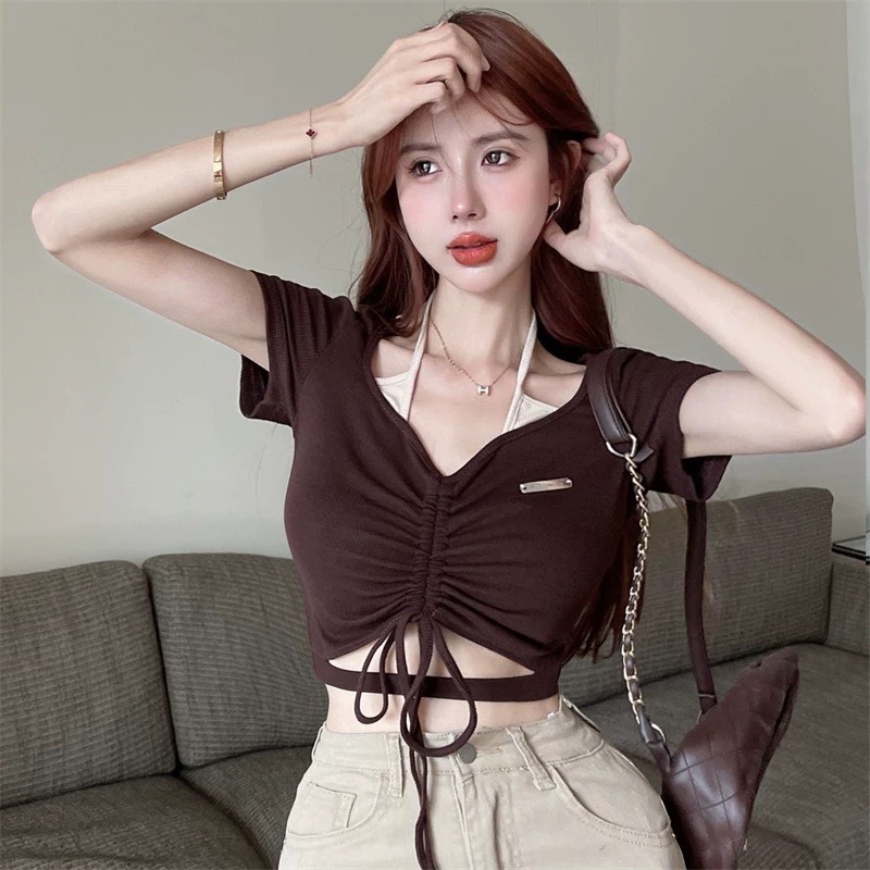 [FREESHIP + VOUCHER] Áo kiểu DÂY RÚT giữa giả yếm