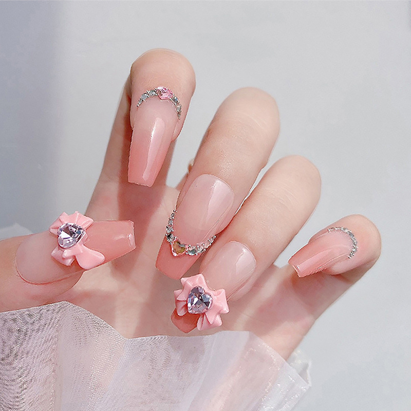 10pcs 3D Resin Bowknot Nail Charms Diamond Pink Ribbon Bow Rhinestone Jewelry Parts Manicure Decor DiIY Salon Accessory Gift.