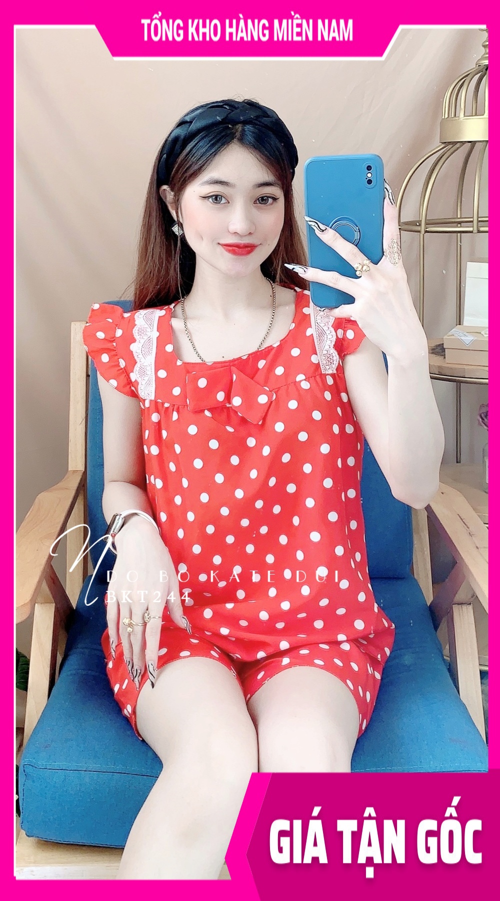 Đồ bộ nữ mặc nhà quần đùi không tay họa tiết chấm bi phối ren dễ thương - chất kate lụa mịn mát - BKT244 🛑 Đồ bộ ngủ 🛑 Đồ bộ mặc nhà 🛑 Đồ bộ ngủ 🛑 Đồ bộ kate đùi in hình