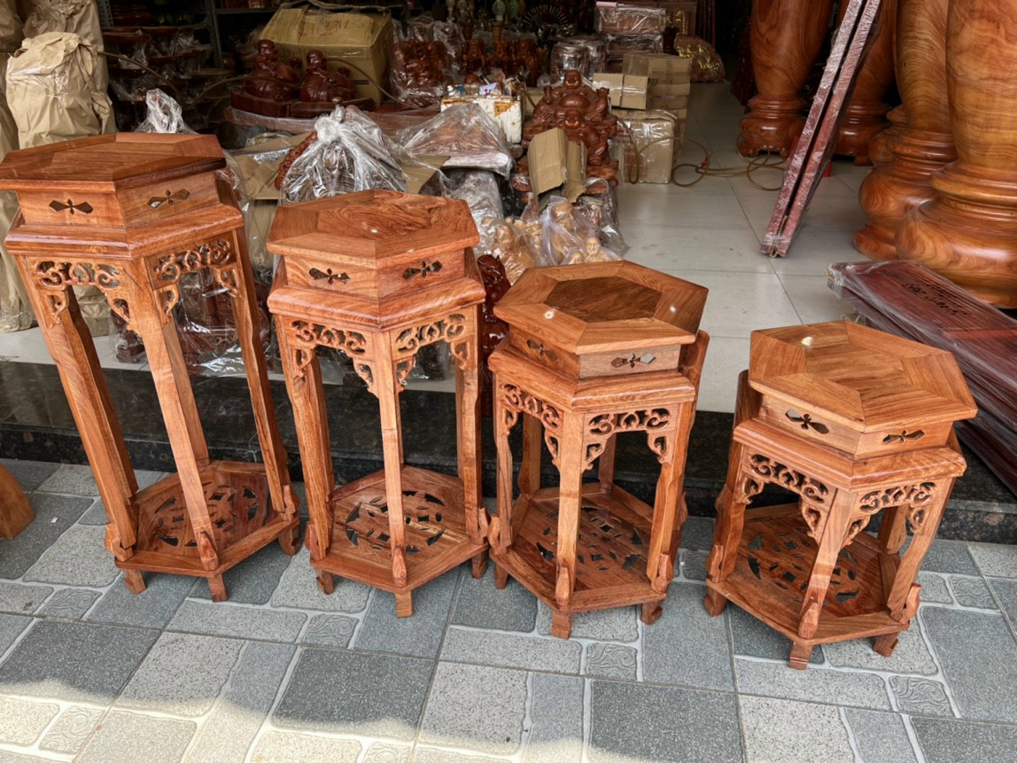 Đôn lục giác gỗ hương mặt 32cm cao 40cm-50cm-60-70cm-80cm