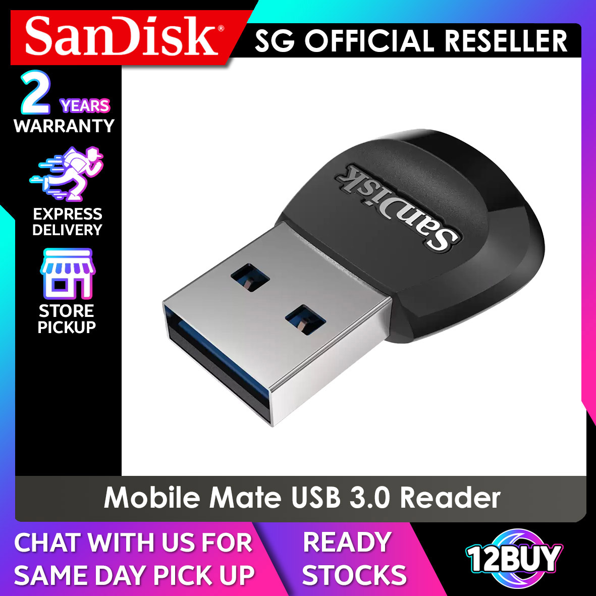 udarbejde Settle prop SanDisk Mobile Mate USB 3.0 microSD Card Reader Writer B531 12BUY.MEMORY |  Lazada Singapore