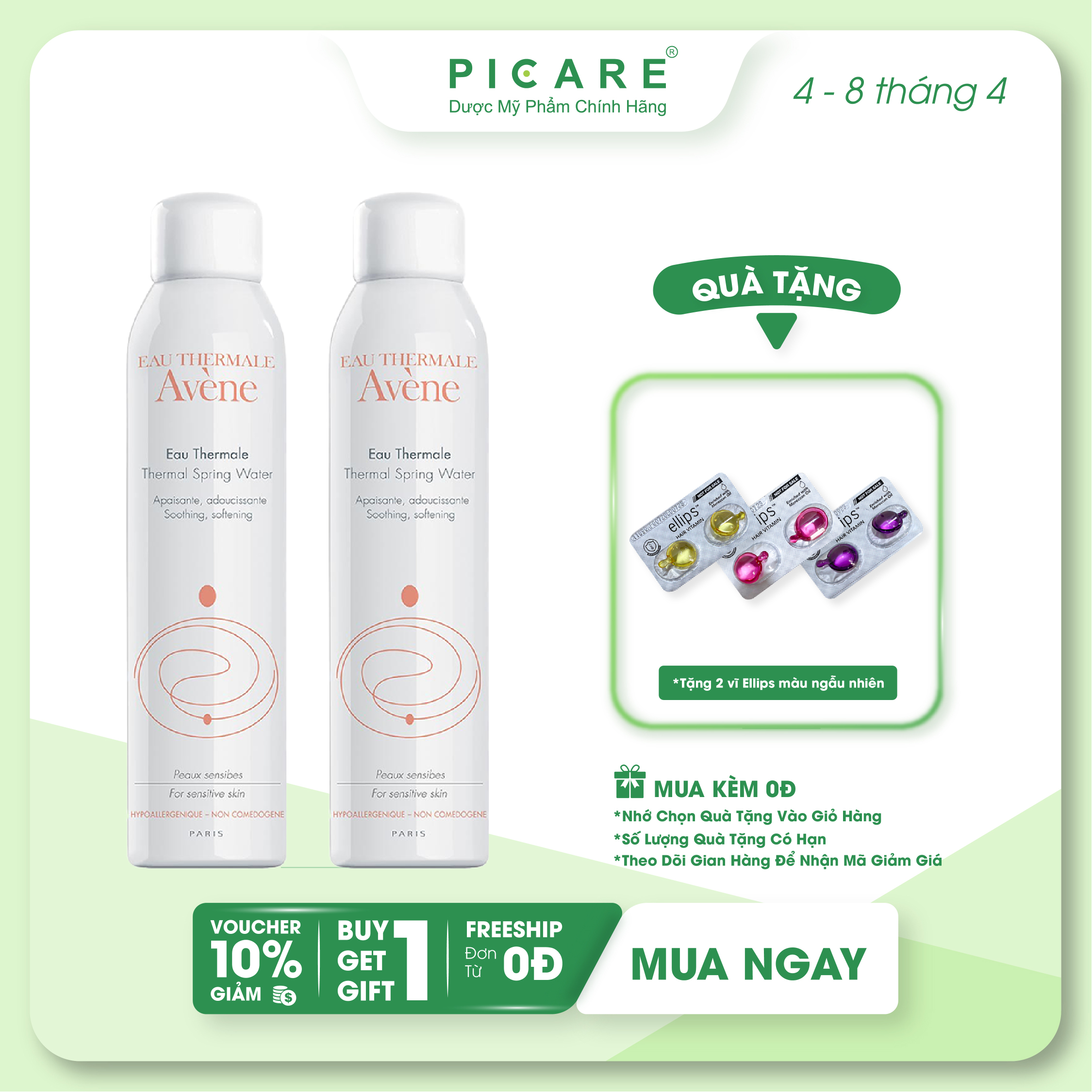 [GIẢM 20K ĐƠN 399K] COMBO 2 XỊT KHOÁNG LÀM DỊU DA AVENE THERMAL SPRING WATER 300ML