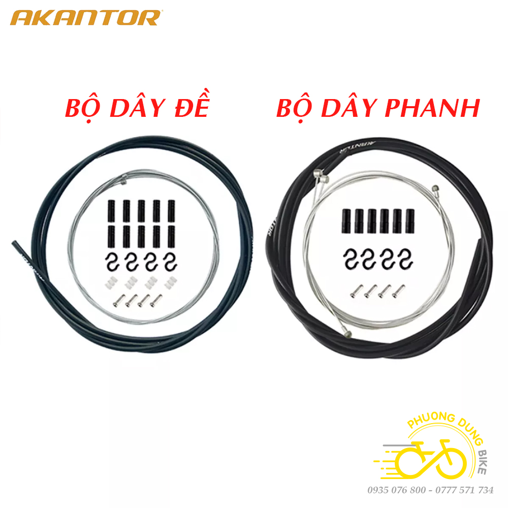 Bộ vỏ ruột dây đề, dây phanh xe đạp AKANTOR