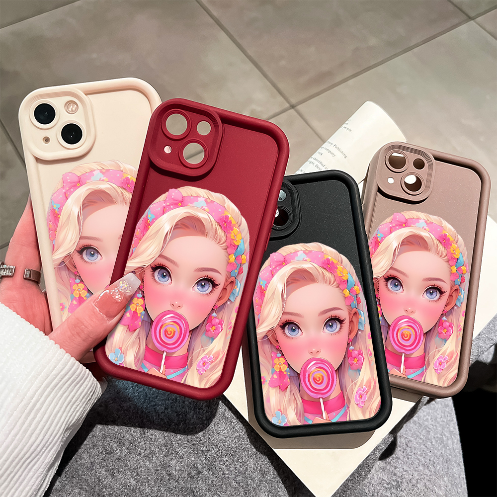 ZCSIBORUI for Infinix Note 30 4G 5G Back Cover Pink Lollipop Barbie Pattern Soft Camera Protection Rubber Square Ladder Phone Case. 