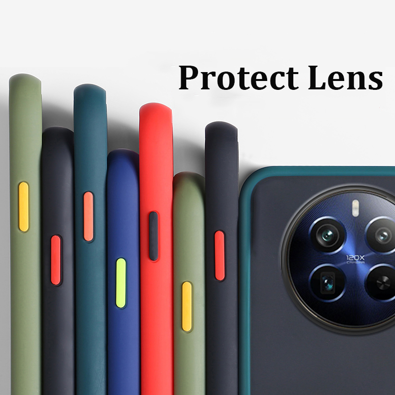 For Realme 13 4G Case Shockproof Scrub Matte Transparent Soft edge Silicone Frame Hard Clear For Realme 13 Back cover Phone Cases.