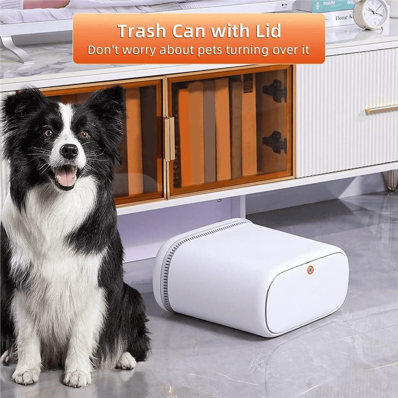 Bathroom Trash Can with Lid, 3.3 Gallon Slim Odor-Control & Pet-Proof Garbage Bin, Automatic Bag Adsorption.