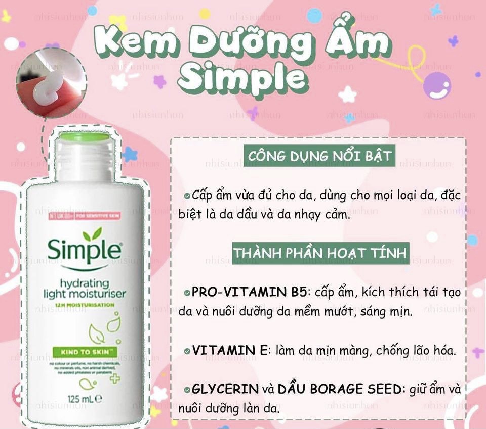 (Voucher 12%)[Simple] Kem Dưỡng Ẩm Da Hydrating Light Moisturiser
