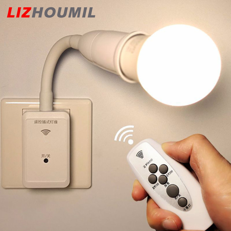 Lizhoumil e27 led remote control plug lamp holder light base for night light bedside lamp