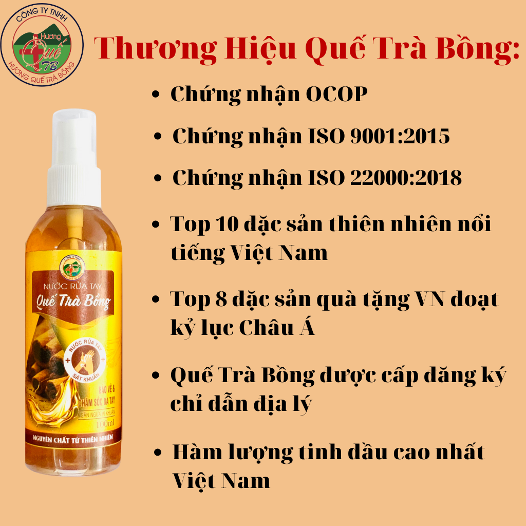 Nước Rửa Tay Khô Quế Trà Bồng 100ml