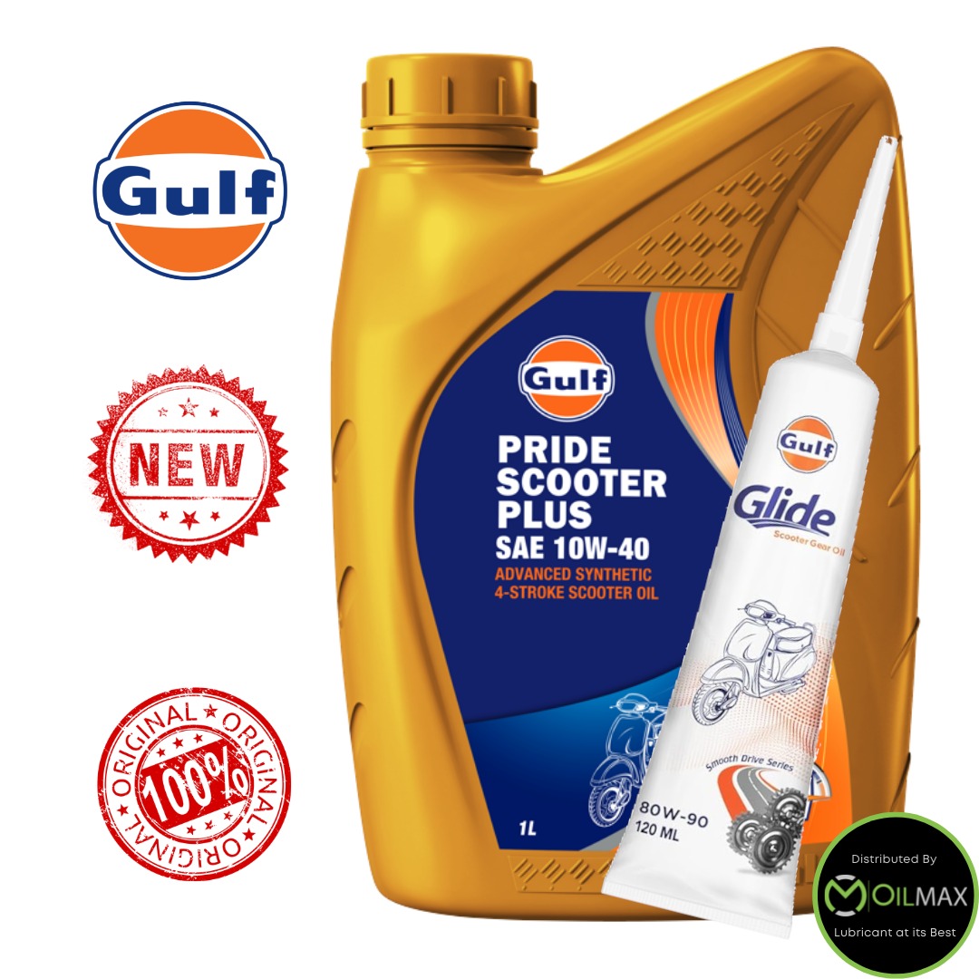 Gulf Pride Scooter Plus 10W40 (1L) + Gulf Glide Scooter Gear Oil (120ml) |  Lazada Singapore